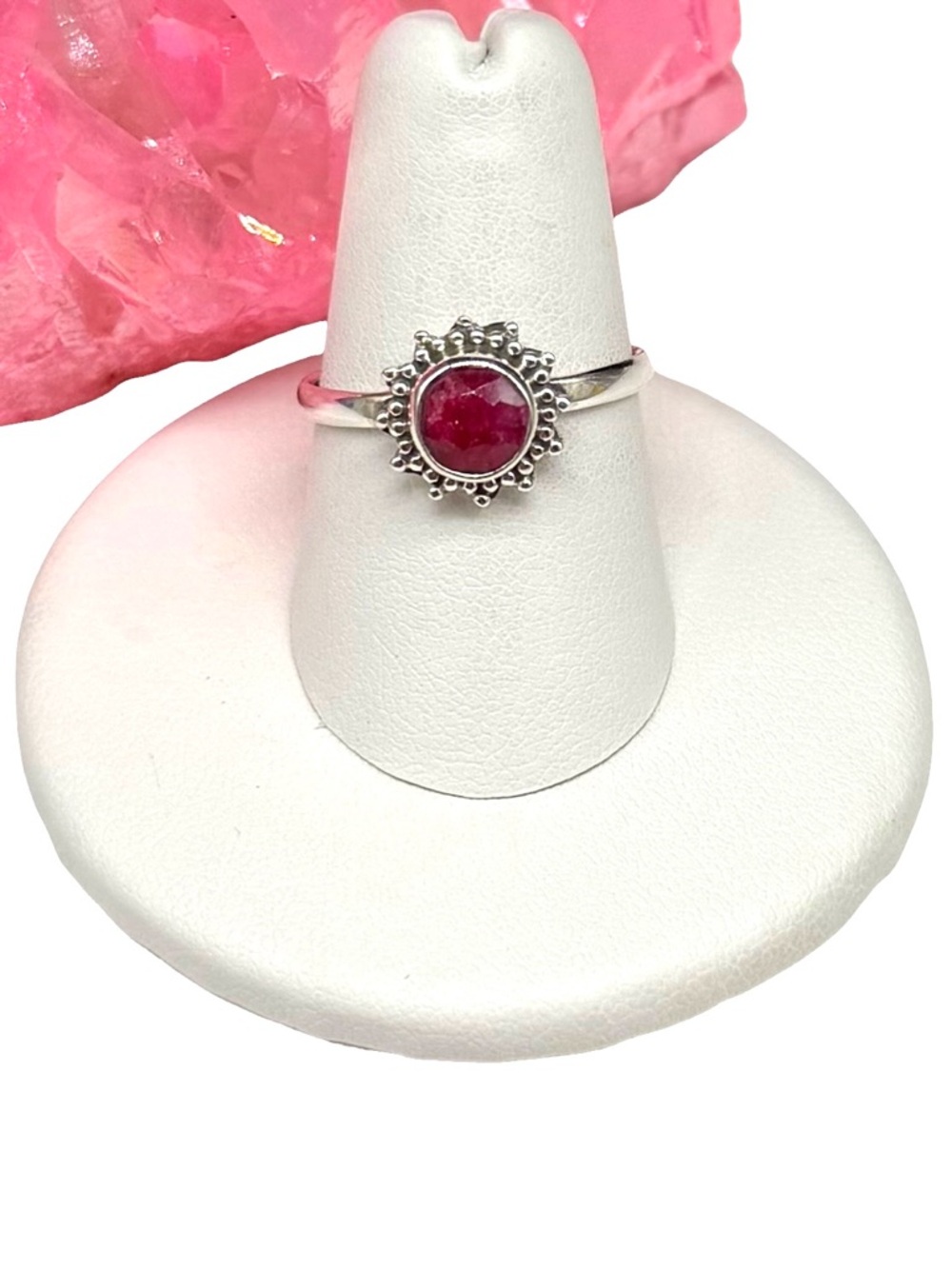 Ruby Ring Size 7.5 Solid 925 Sterling Silver Dainty Natural Stone